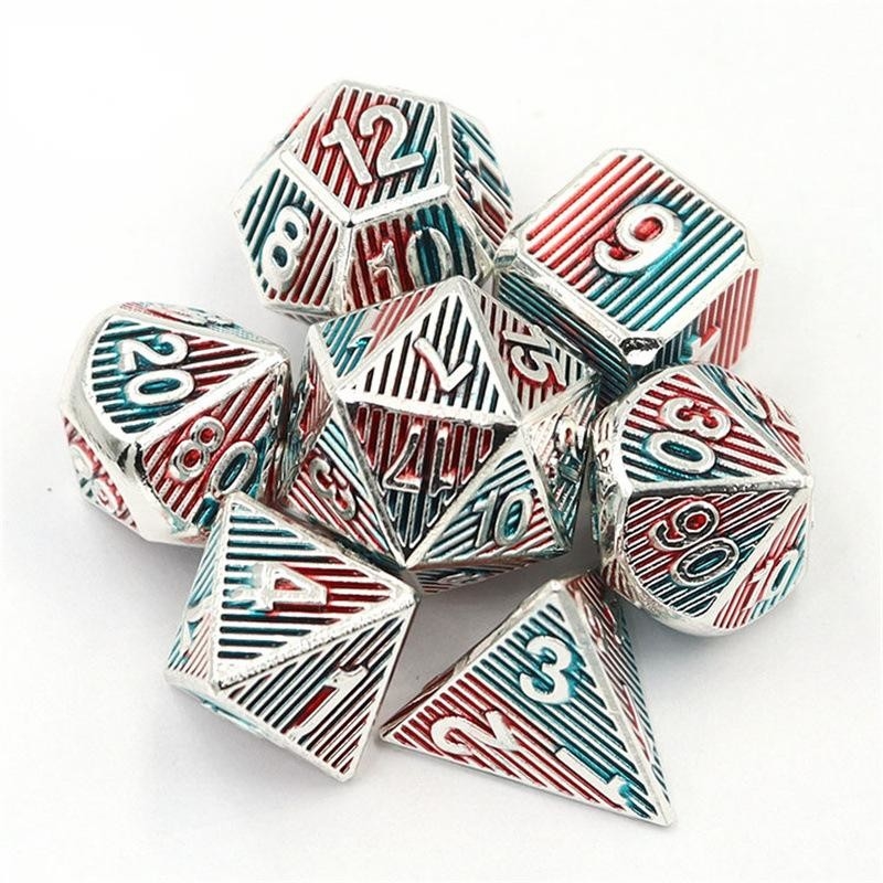 Dijital Metal RPG Dice Color Dikey Şerit Dnd Coc Lüks tarzı
